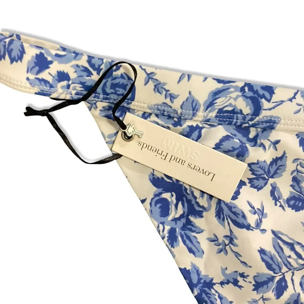 Lovers + Friends TAKE ME AWAY BOTTOM Blue Floral print Bikini separate Revolve M